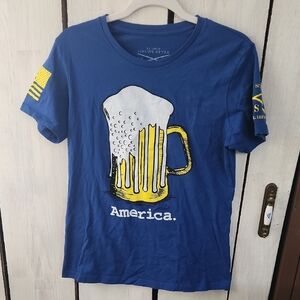 Grunt Style Beer Mug Flag America Blue Graphic T-Shirt Size Xtra Large